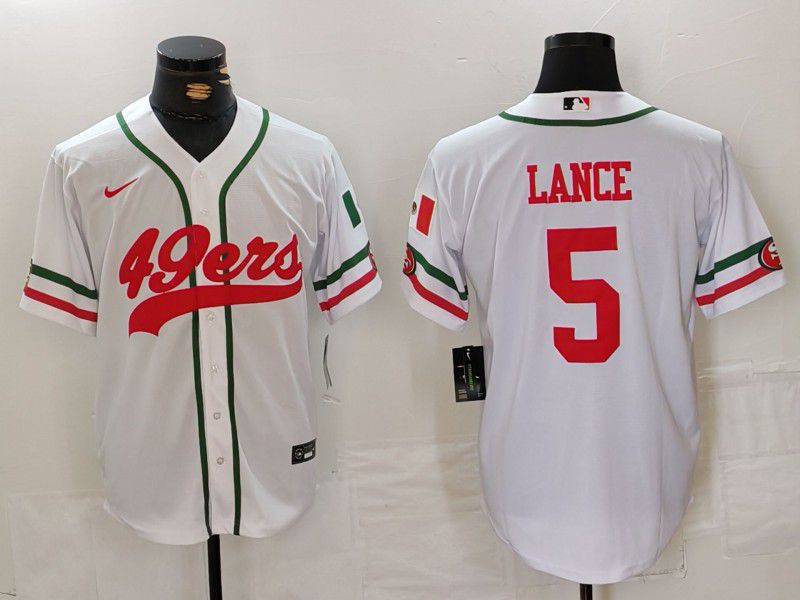 Men San Francisco 49ers #5 Lance White Joint Name 2024 Nike Limited NFL Jersey style 1